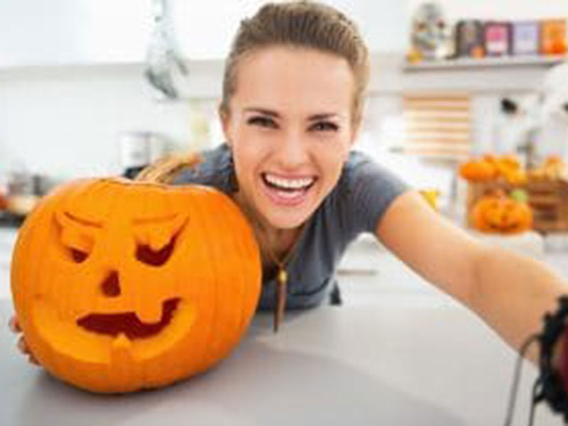 A lady with a pumpkin