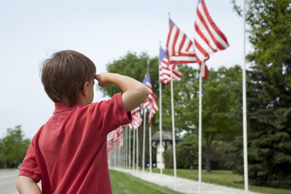 boy salute to us flag