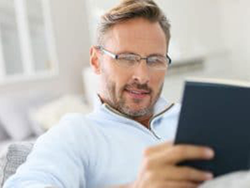 a man reading book