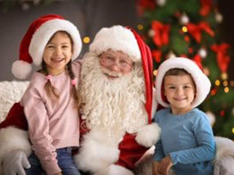 santa claus with two children